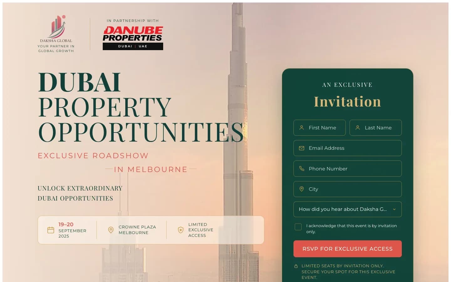 Dubai Property Roadshow Landing Page Rebuilt from a Flattened Design Image — image 1