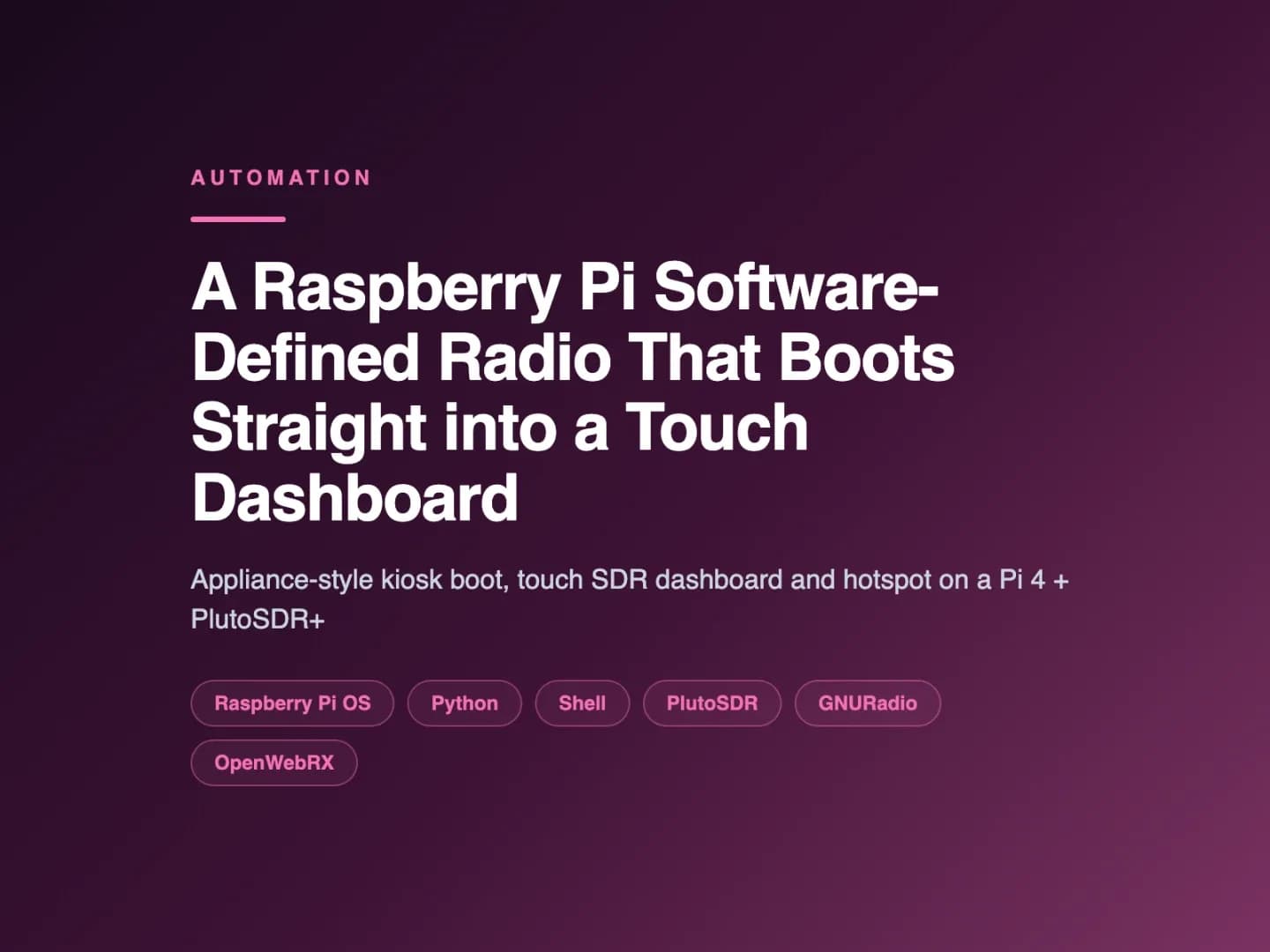 A Raspberry Pi Software-Defined Radio That Boots Straight into a Touch Dashboard — image 2