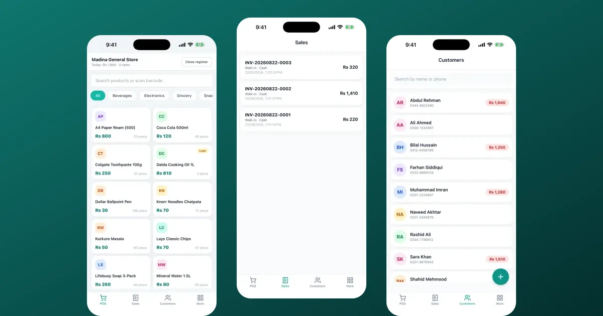 SwiftKhata POS App — Offline-first POS & khata app for small shops